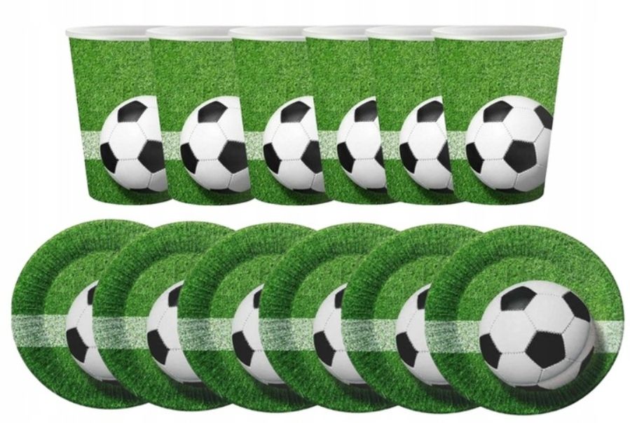  Set football on murawie saucers i cups birthday football