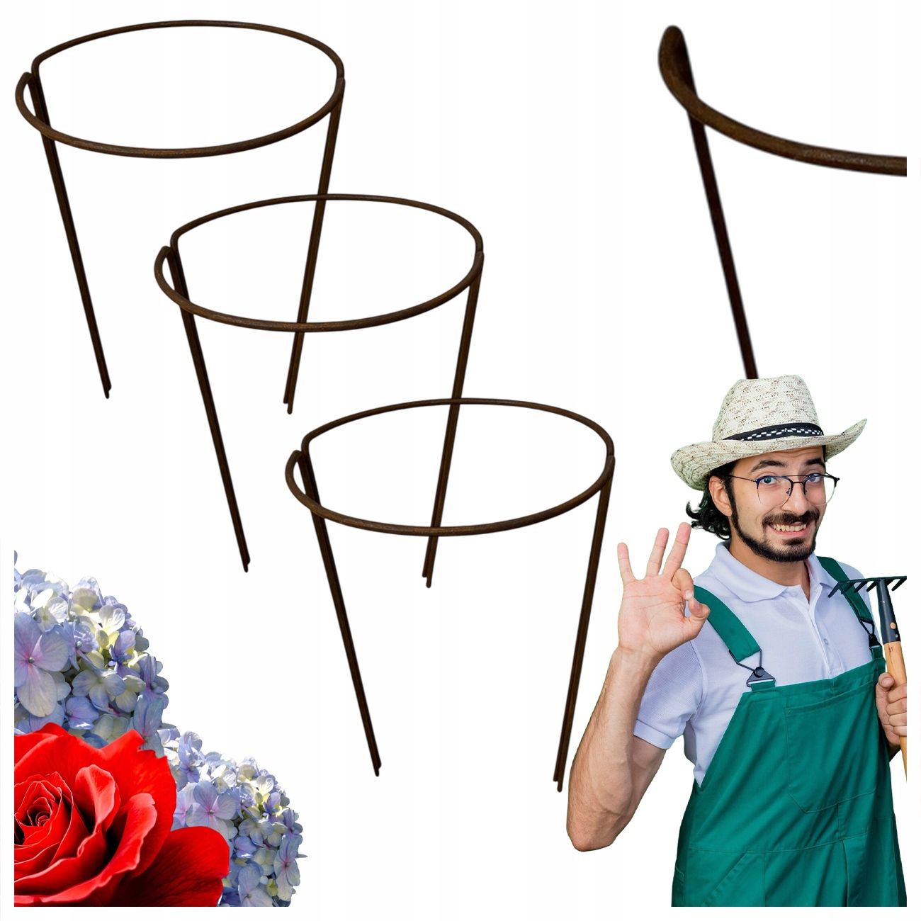  Support for bushes plants flower roses pergola 30/50cm single-seater semicircular