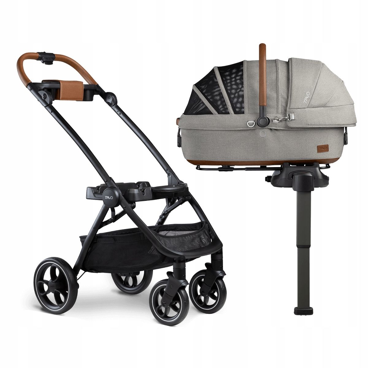  Tavo system maeve 3in1 | förderer + kinderwagen roscoe + basis isofix im auto