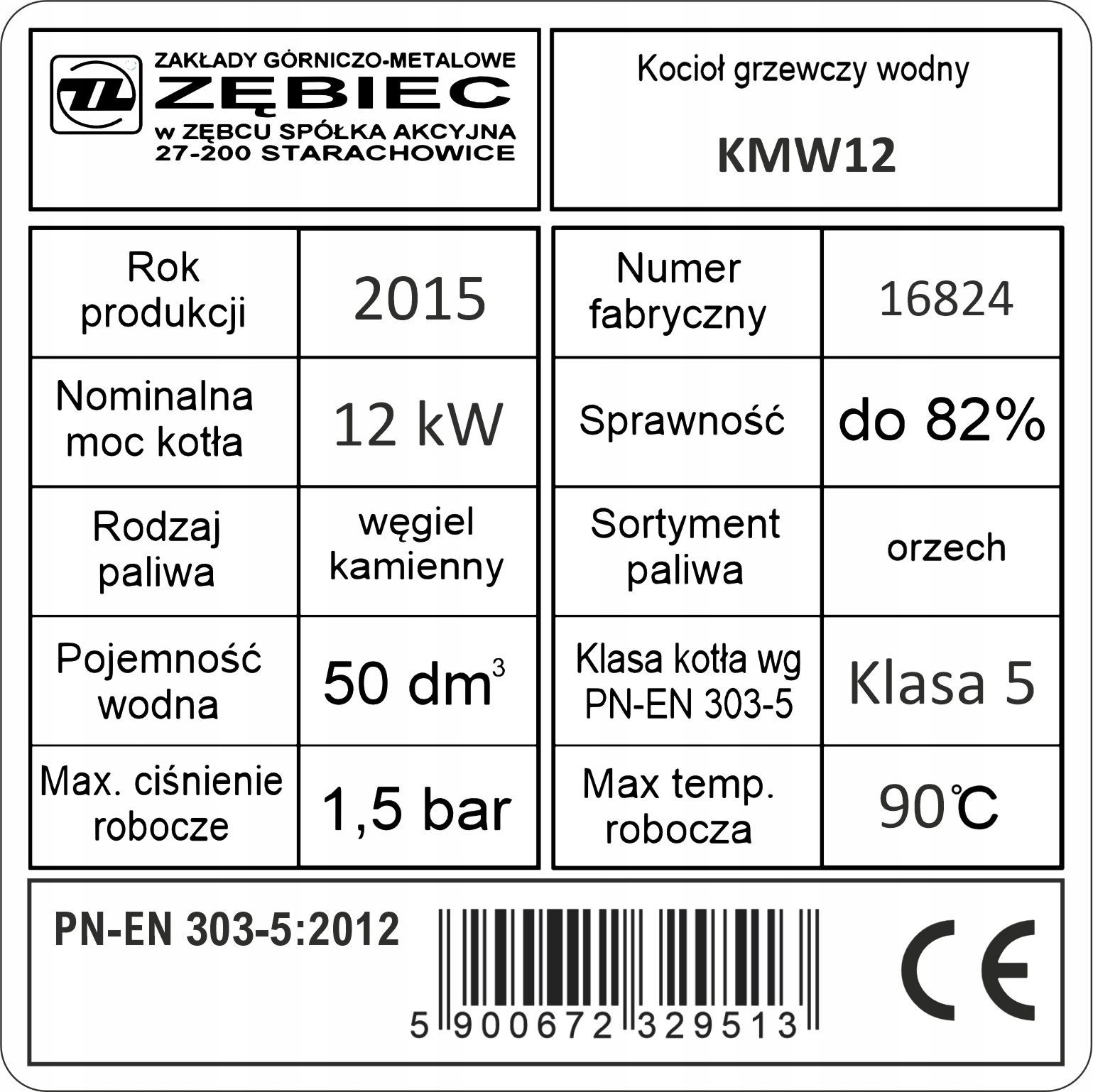  Nameplate sticker on heating boiler kolton others wtornik