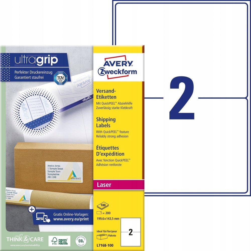  Etiketės avery zweckform 105-74mm 100 lapų x4