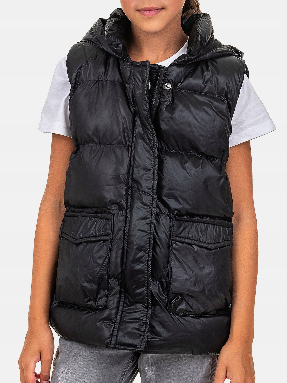  Vest quilted with hood 128