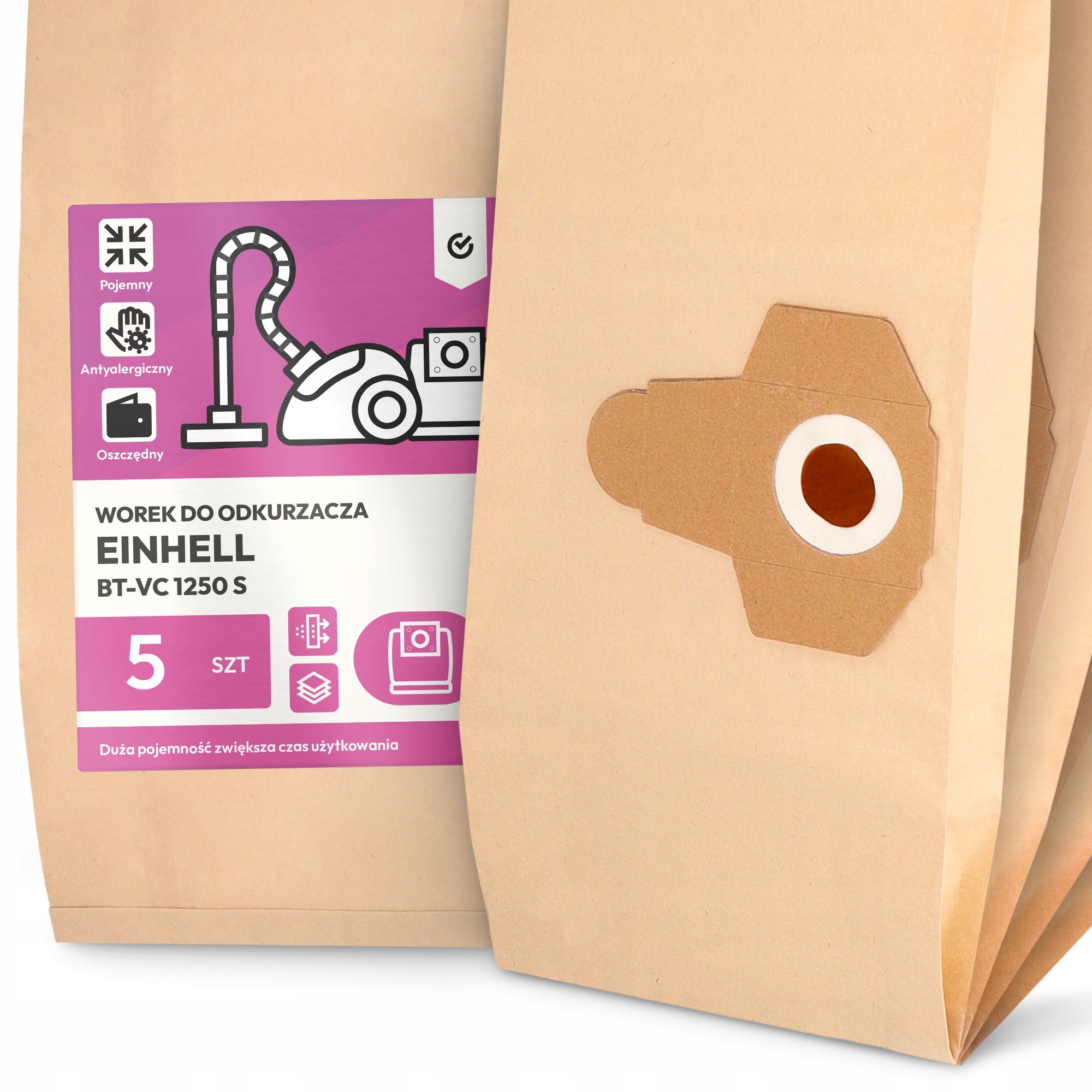  3x bag for a vacuum cleaner einhell bt-vc 1250 s paper capacious bags 2a