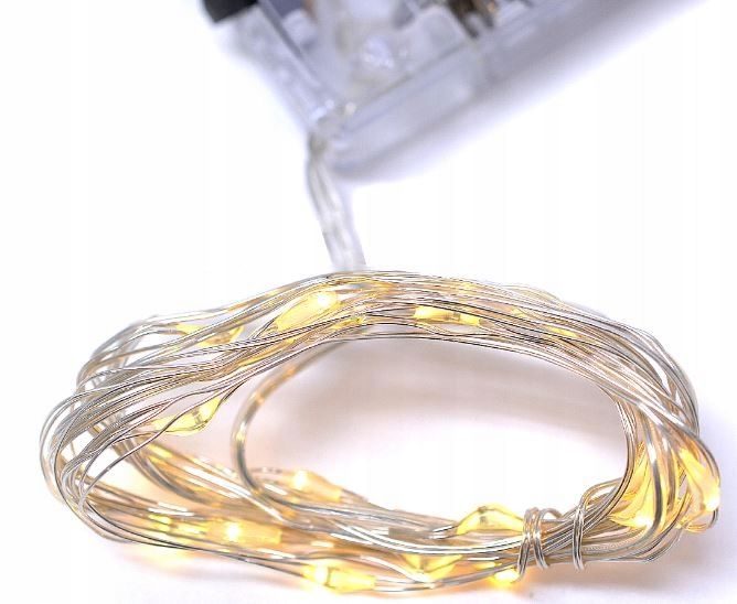  Lampas uz stieples ziemassvētku eglīte 10 led micro 1 m ar akumulatoru auksti balts