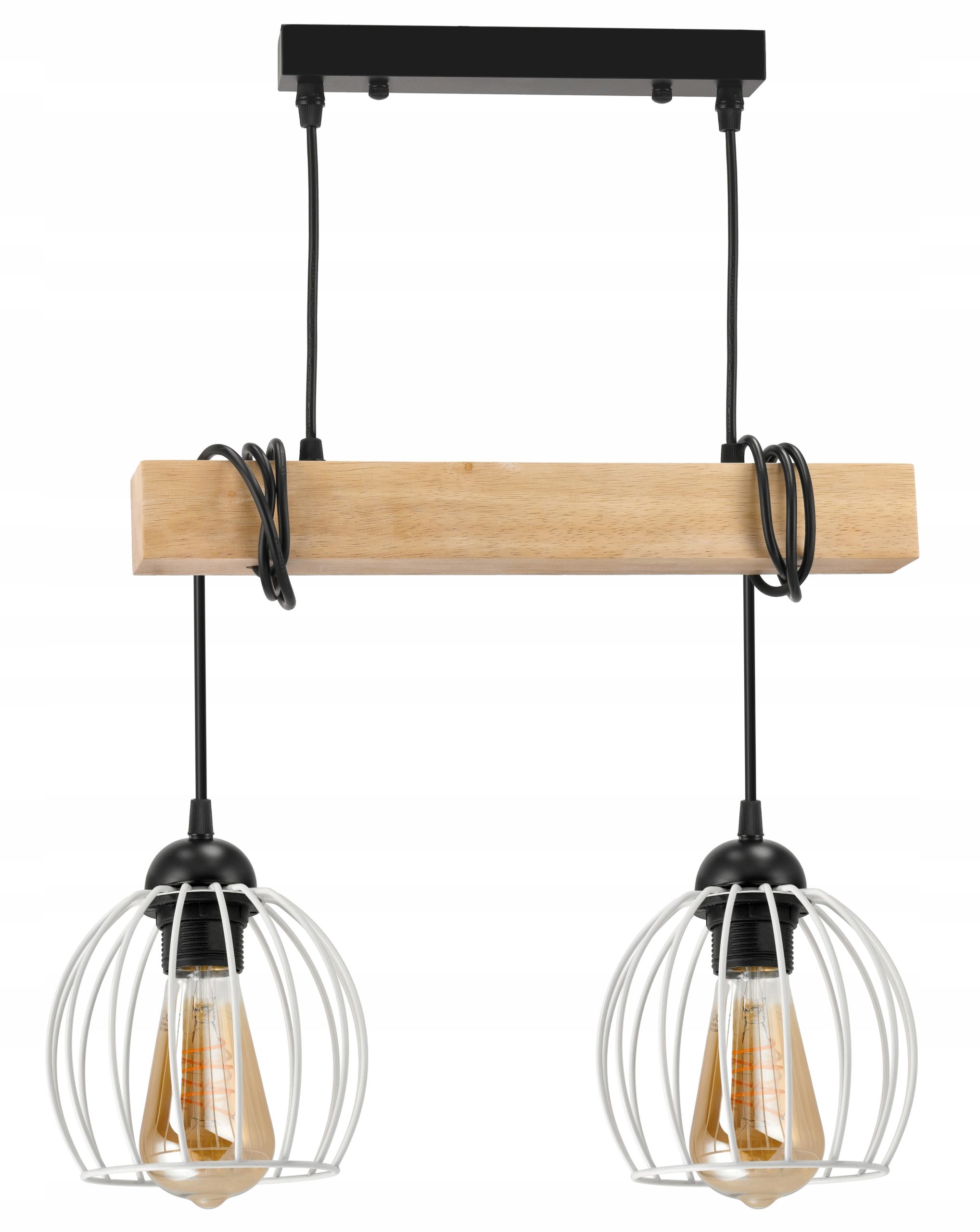  Stropné svietidlo visiace led drevený biala 3xe27 lampa amber jantár