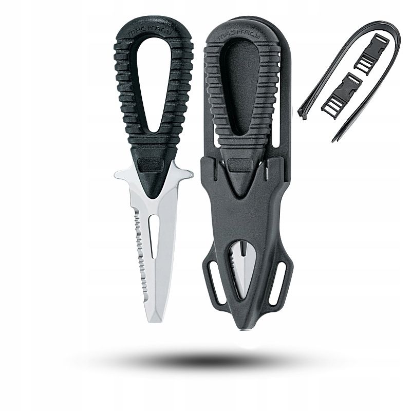  Diving knife mac coltellerie aquatys - black - aqt12.n + case + straps