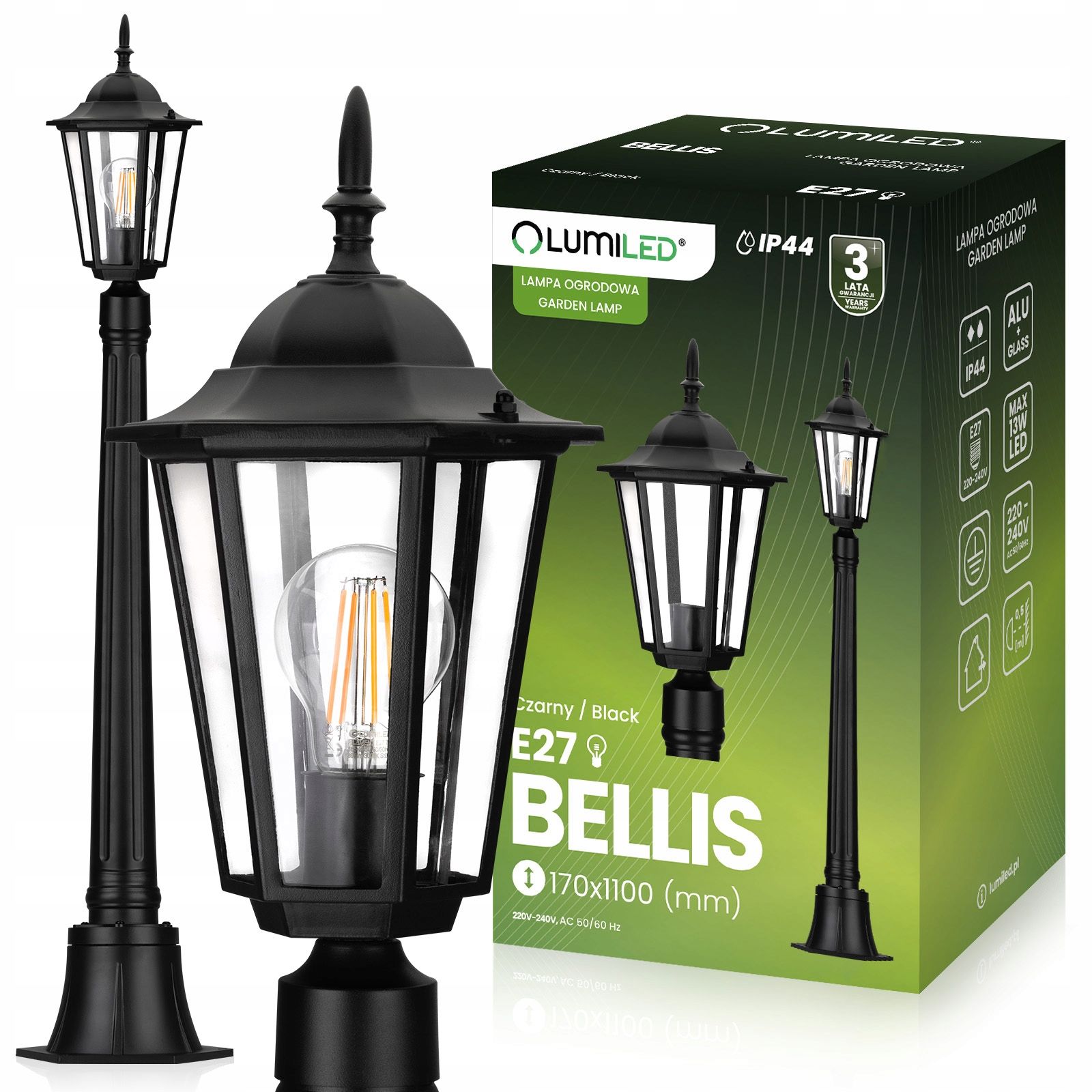  Led-lampe garten äußerlich im bau 80 cm 10w 700lm spalte 4000k schwarz