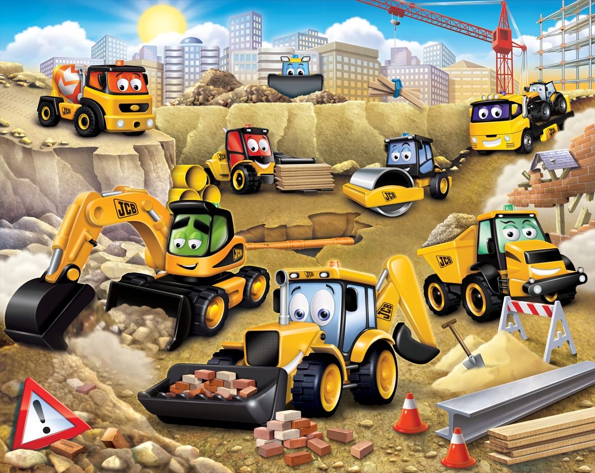  Photo wallpapers for children construction excavators construction machinery 305x244cm