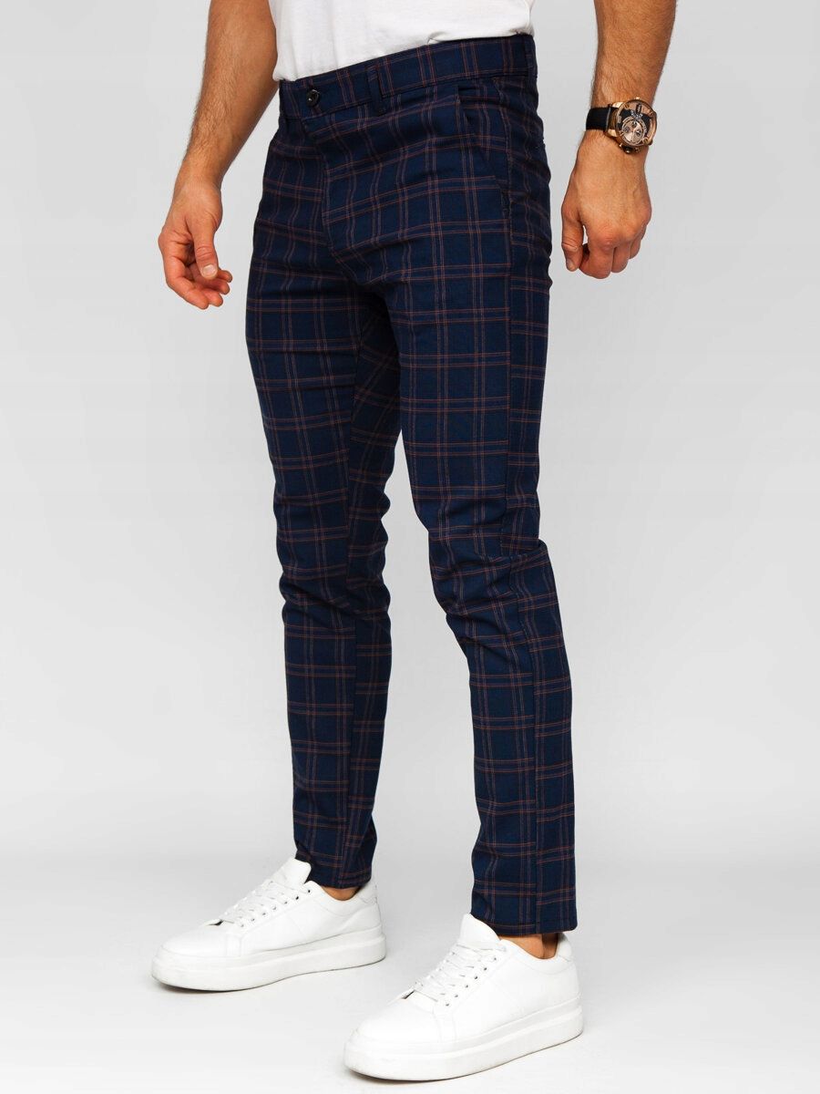  Kalhoty ve stylu chino tkanina kostkovaný meskie šedá 184171 denley_30/s