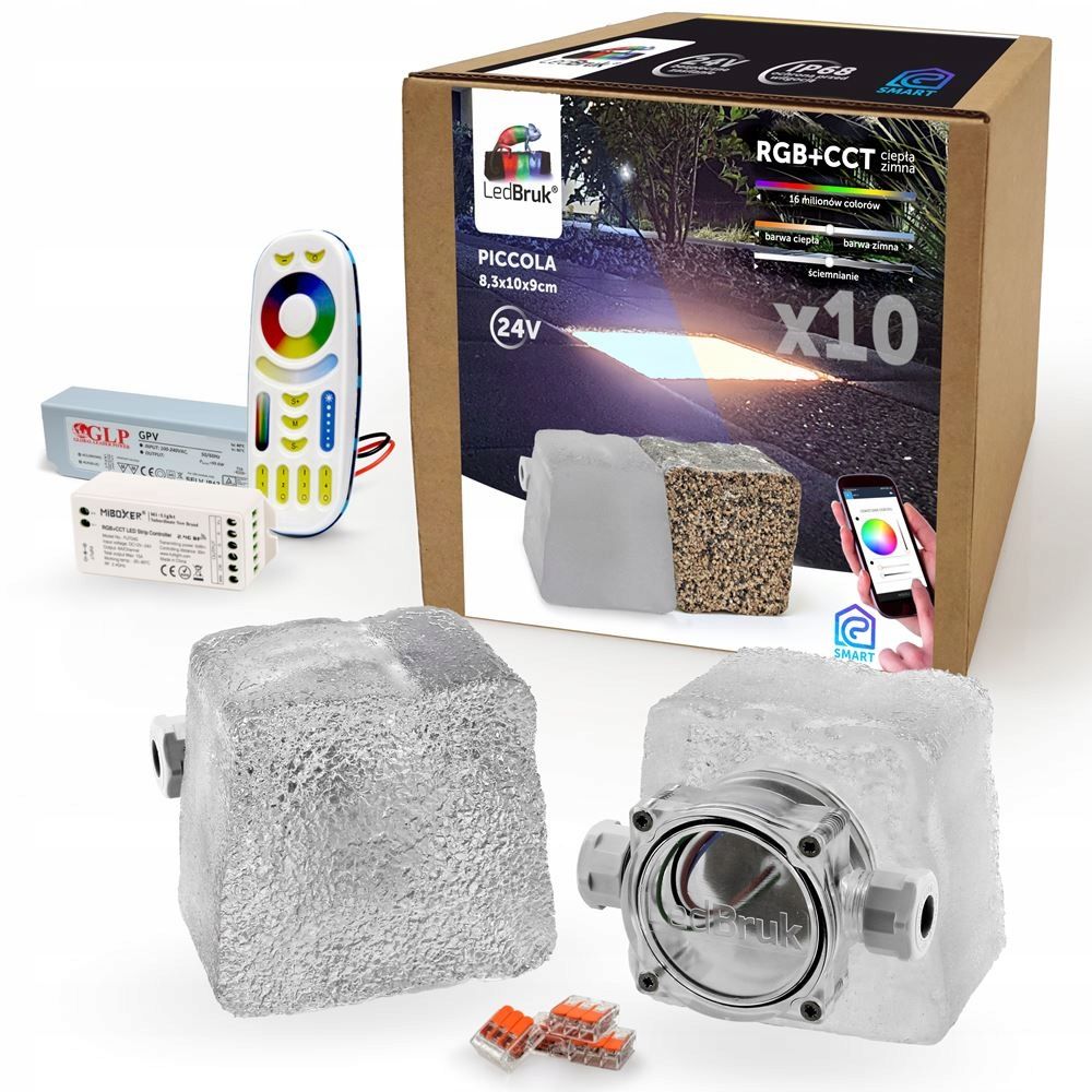  8x šviečiančios trinkelės led piccola-a rgb + cct