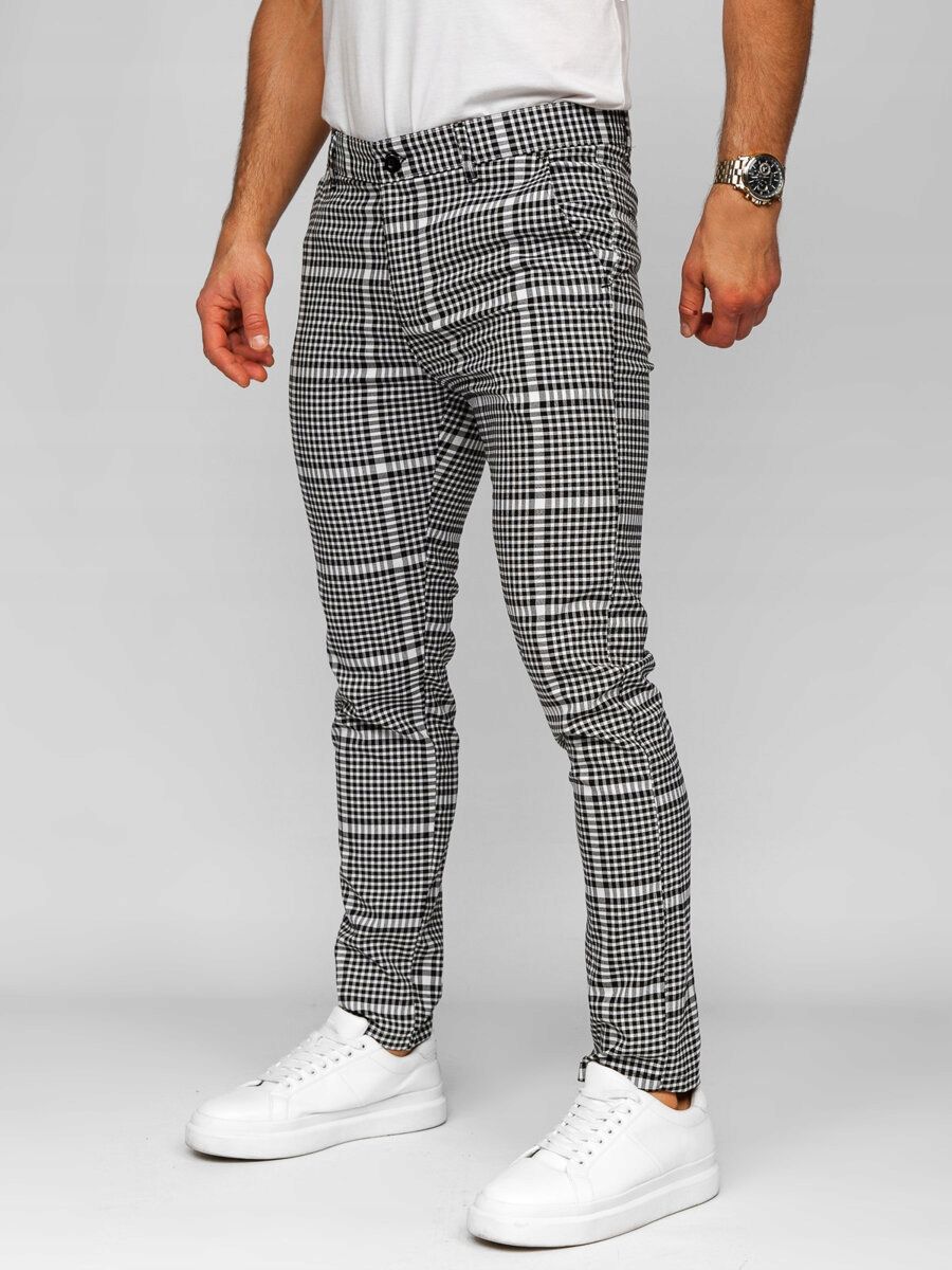  Kalhoty ve stylu chino tkanina kostkovaný meskie šedá 184171 denley_30/s