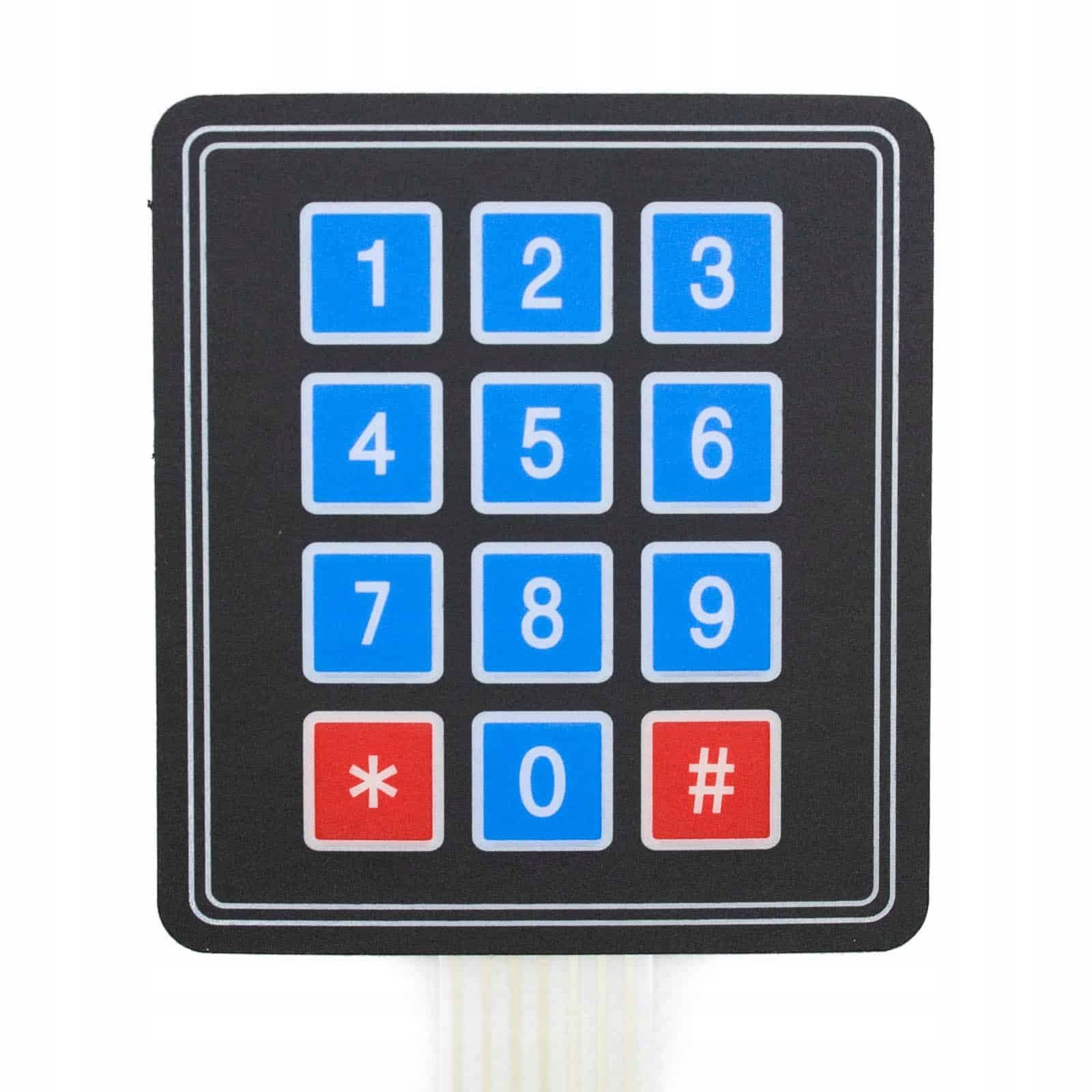  Membrānas tastatūra 3x4 12 pogas pašlīmējošs uz arduino 5-pin