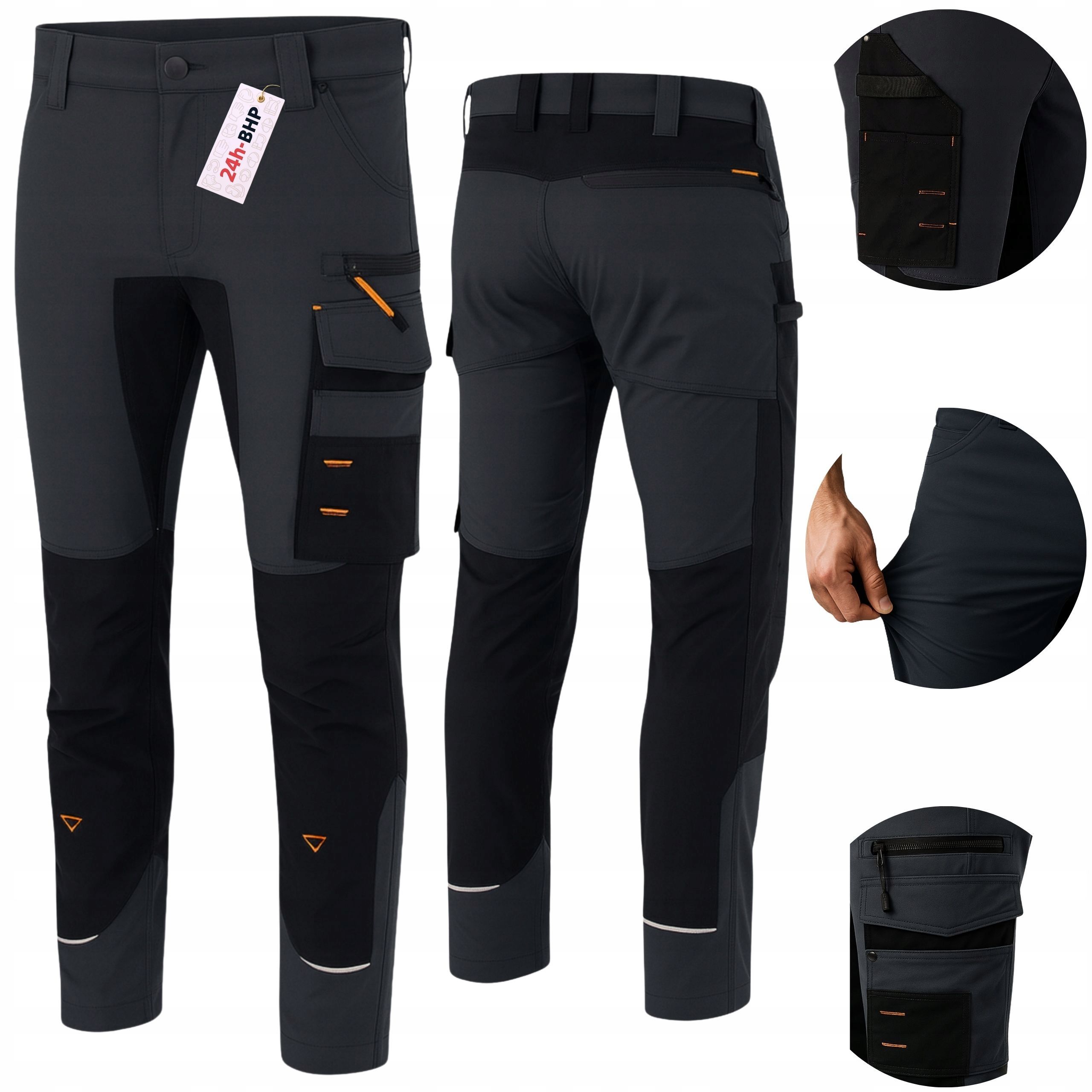  Elastinis vyriškos darbo kelnės ohs stretch tvirti apsauginiai spandex pilkas