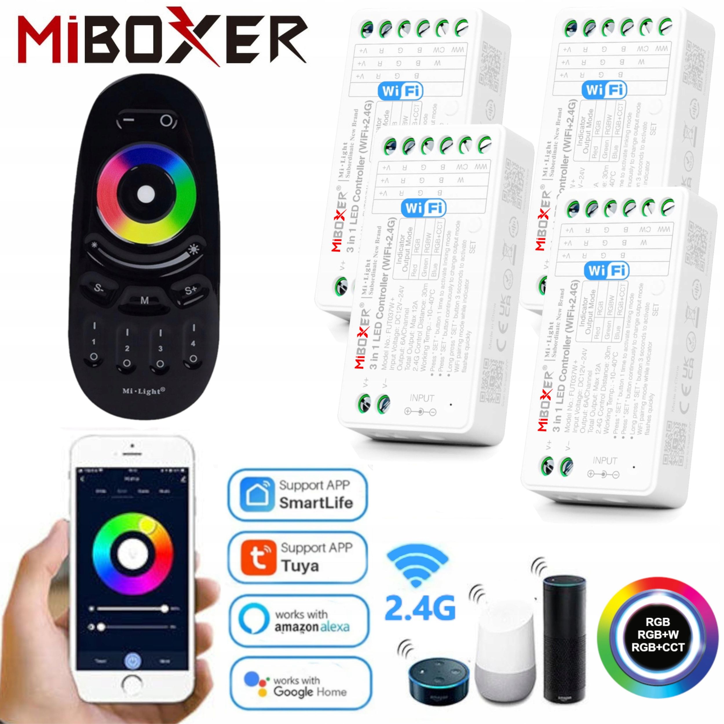 Komplektas valdiklio smart home wifi led'ams mono arba cct + valdymo pultelis zonų