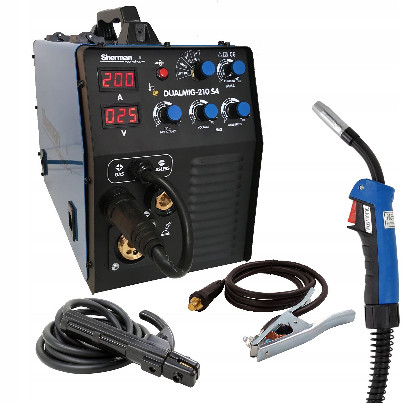  Zvárací stroj spánok 3v1 mig mag mma tig dc sherman dualmig 210 200a 230v 60%