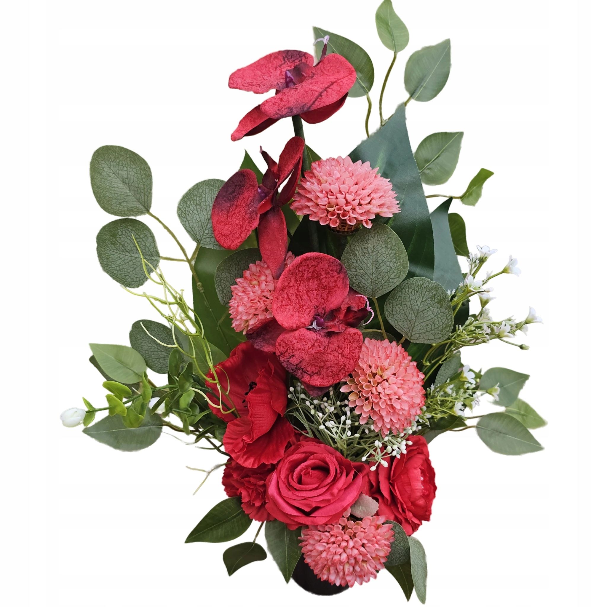 Bouquet red orchid into a vase artificial flowers tombstone cemetery premium