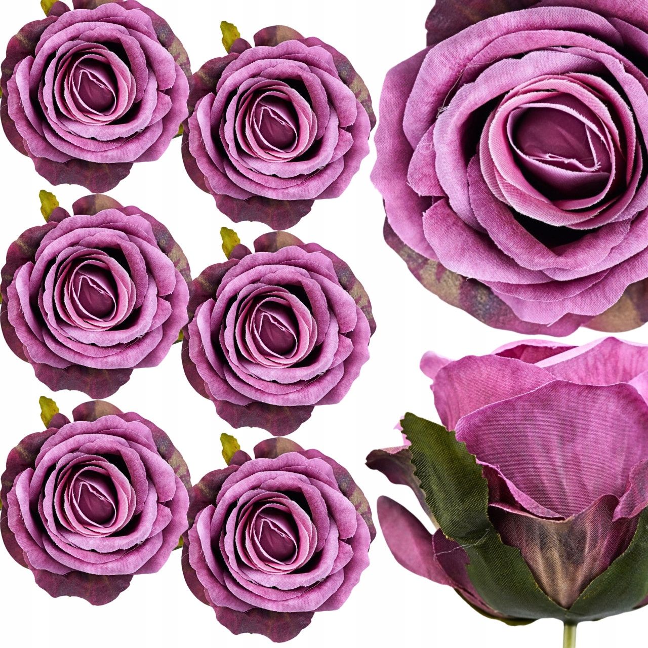  6x dirbtinės gėlės rožė wyrobowa galva komplektas 10cm violetinė