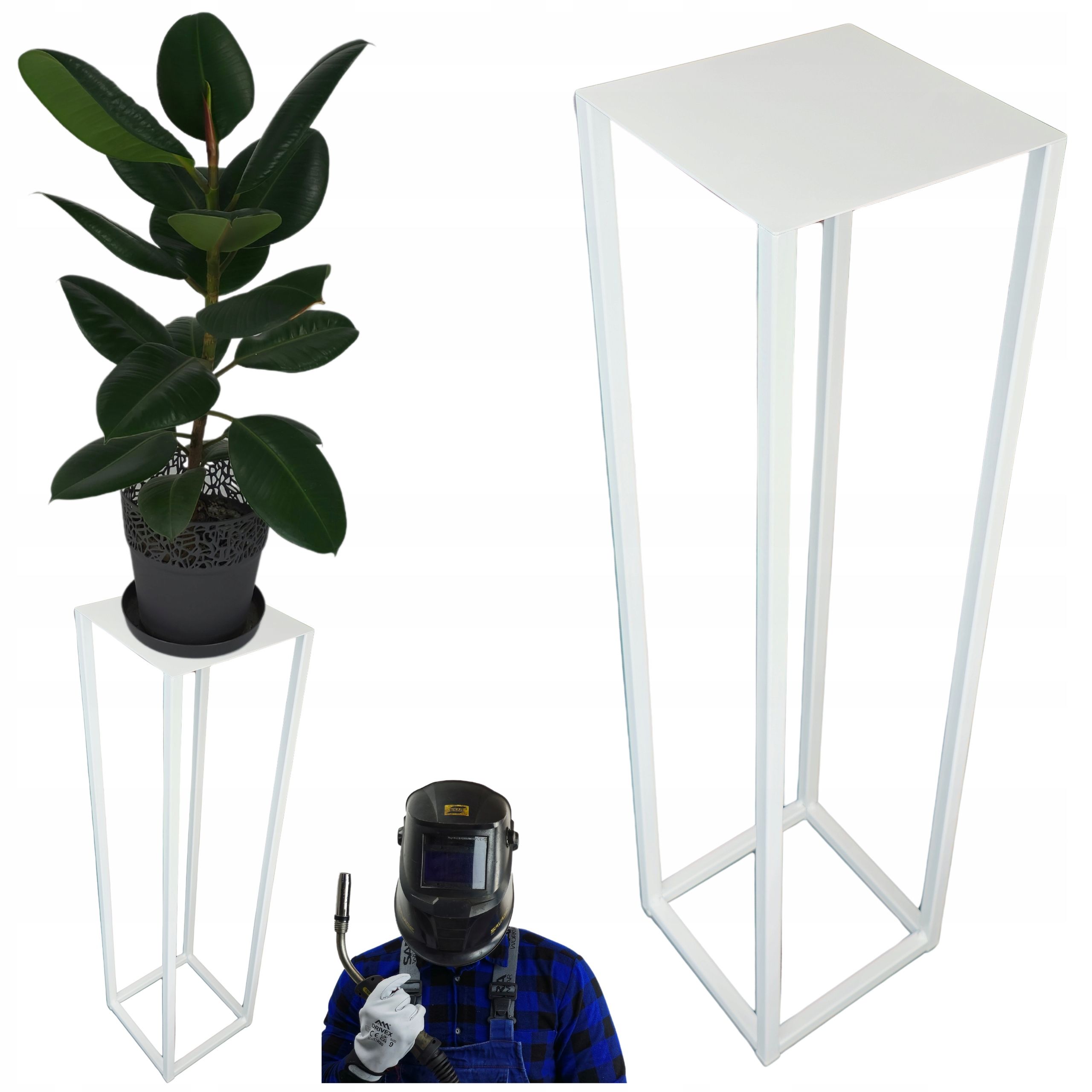  Metal stand for flowers white 80cm wooden platform flower stand standing loft style