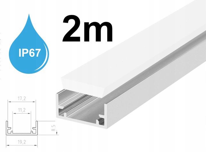  Kopa melns alumīnija profils atzina slim eco led sloksnēm 2m + kapuci