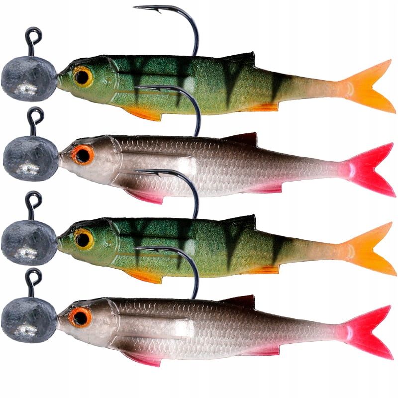  Kopa ēsma gumija rippery mikado real fish perch 9,5cm strazdiem 5 gab.