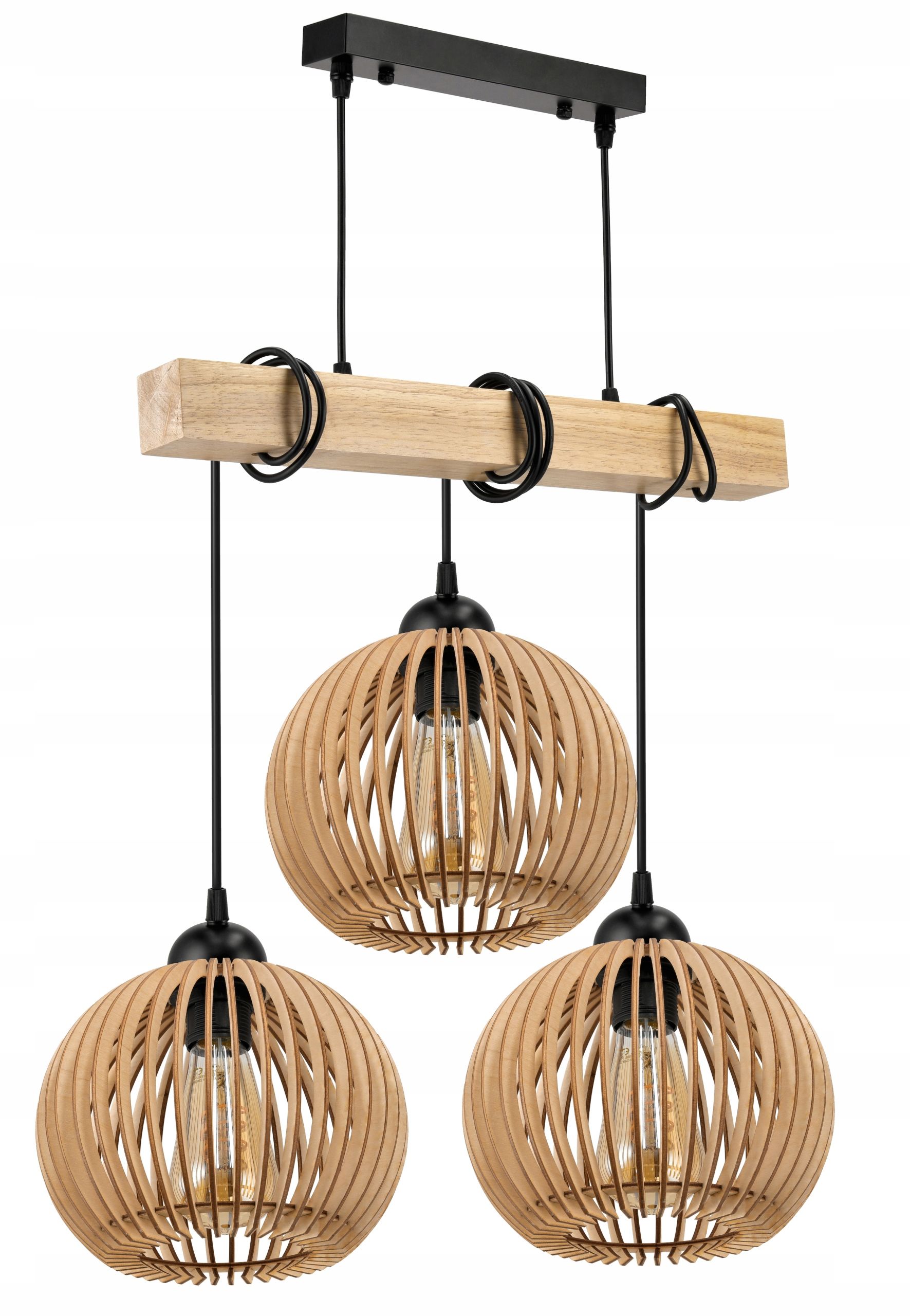  Stropné svietidlo visiace led drevený biala 3xe27 lampa amber jantár
