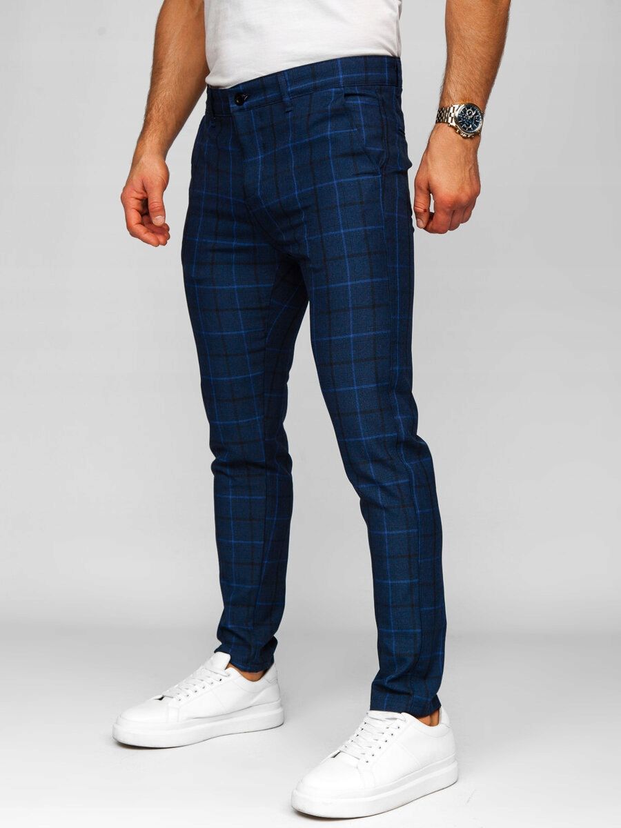  Kalhoty ve stylu chino tkanina kostkovaný meskie šedá 184171 denley_30/s
