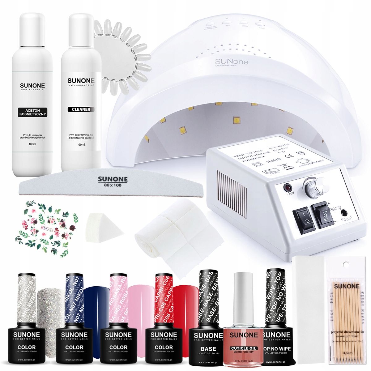  Nagelset sunone hybrid-nagellacke + fräser uv-lampe mit leuchtstofflampe led