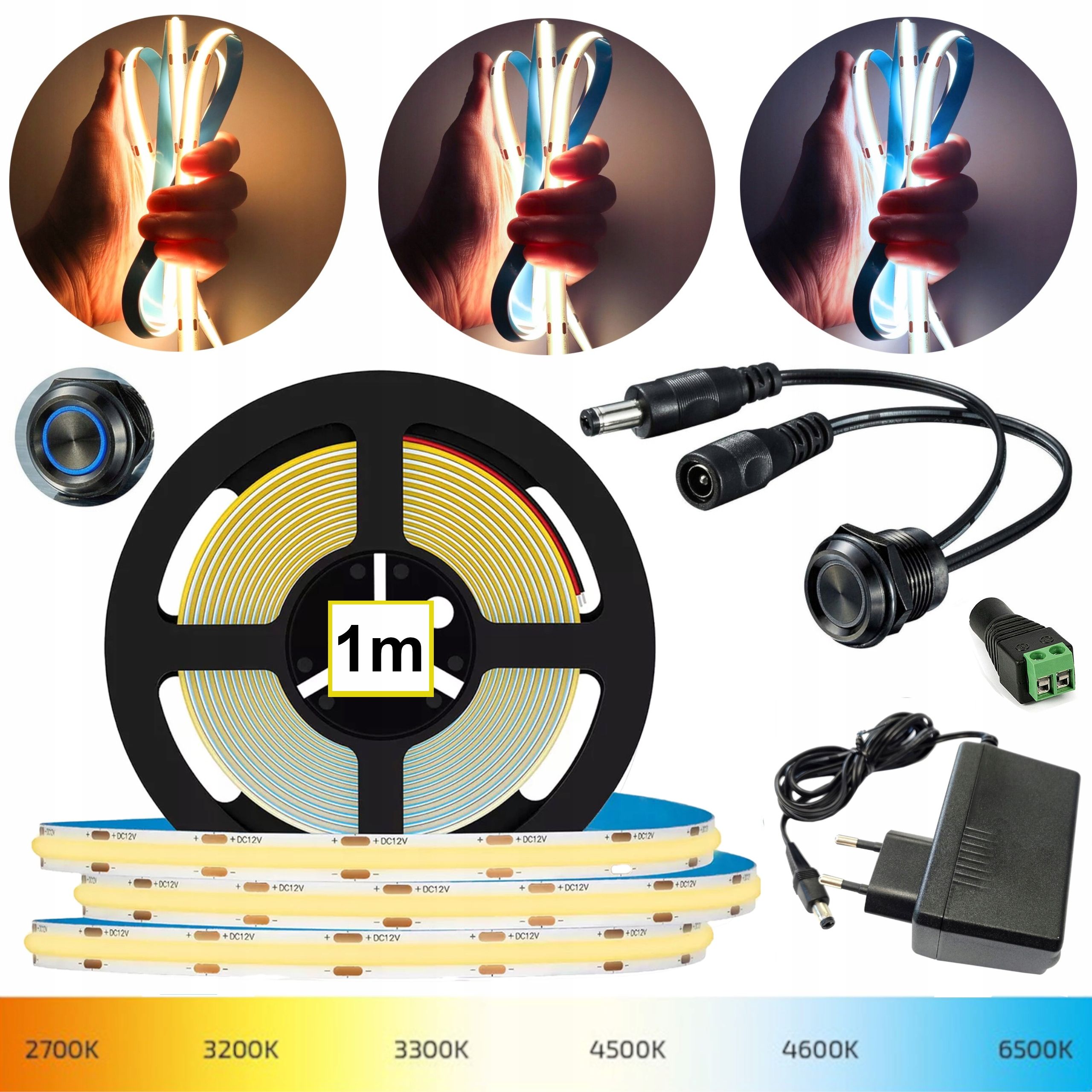 Led juosta cob 1m rgb neon spalva komplektas smart wifi android ios muzikinis