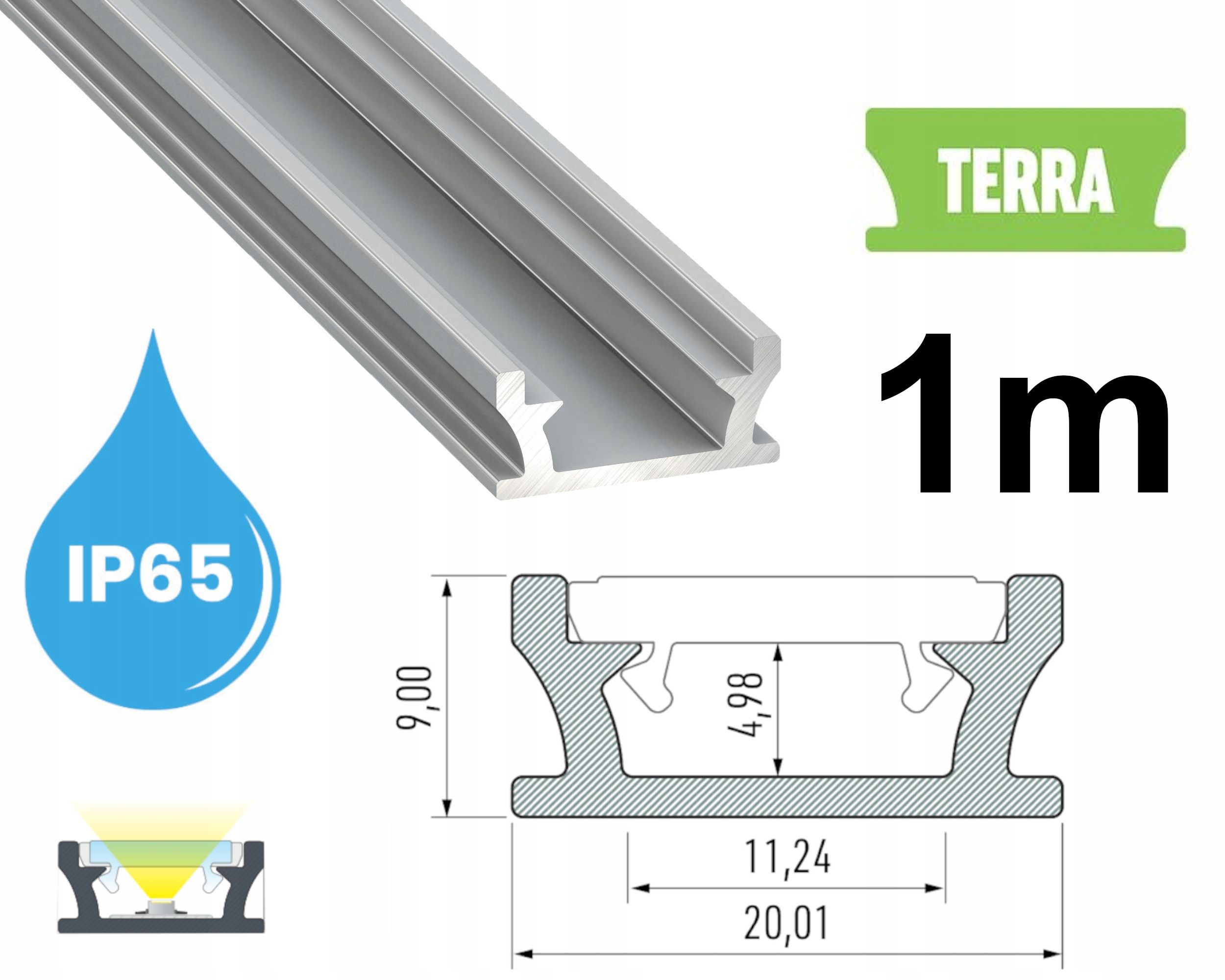  Profils led ūdensizturīgs ip65 ip67 terra sudrabs 2m