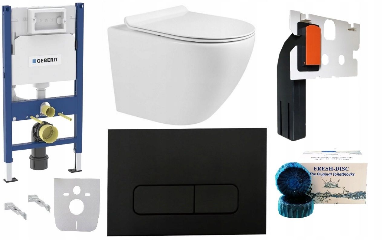  Wc rāmja komplekts geberit + atslēga + tualetes pods melns matēts + dēlis w/o+fresh