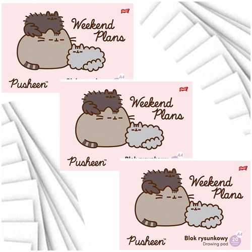  Zīmēšanas piezīmju grāmatiņa a4 balts 20k kaķis pusheen skolai st. majewski - 2 datoriem.