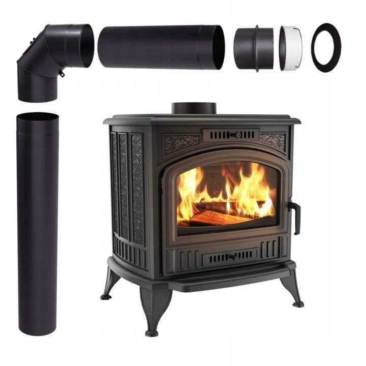  Čuguna krāsns kaza k6 brīvi stāvošs kamīns 8 kw fi 150 krāsns eco uz koksne