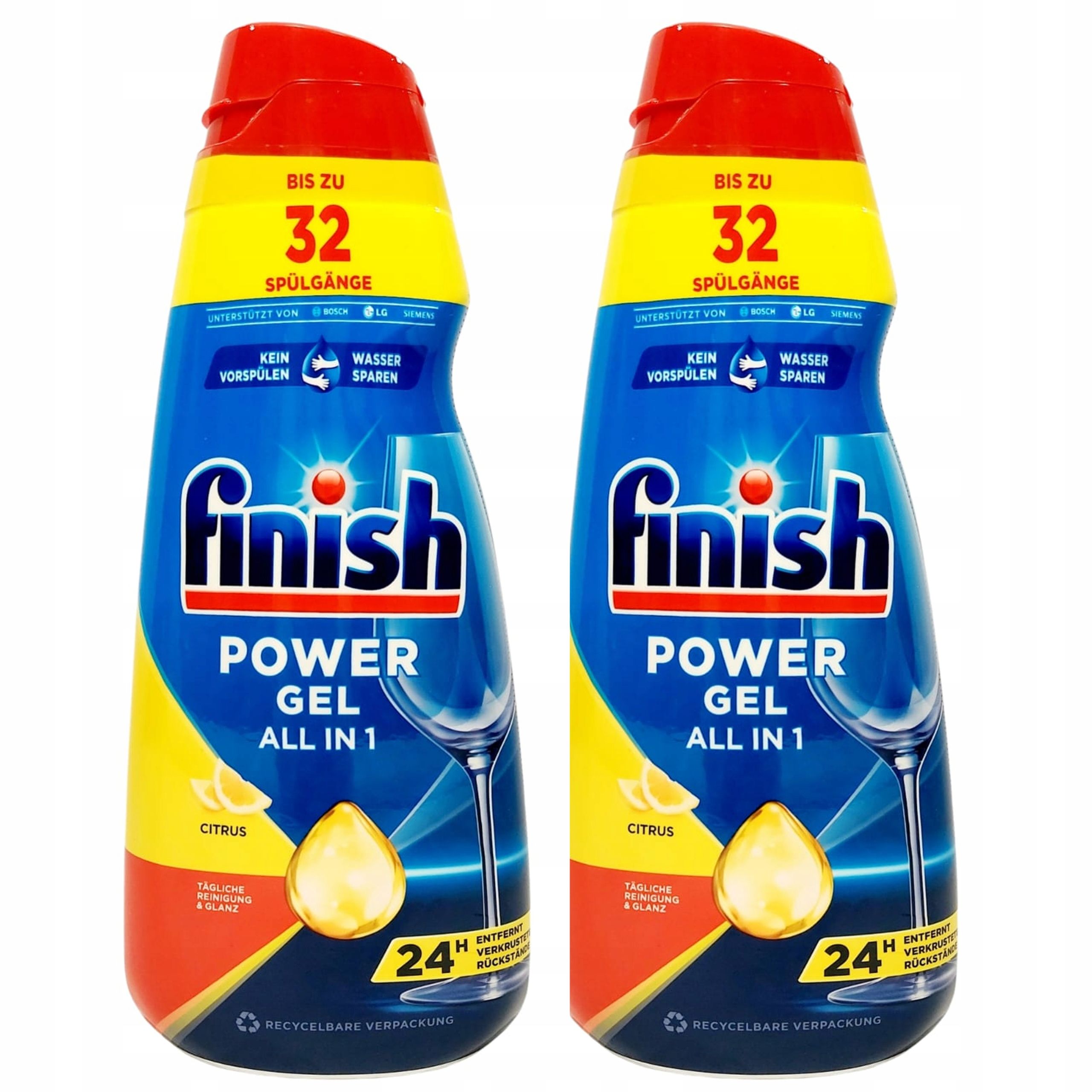  Vokiškas indaplovės gelis finish power gelis all in 1 citrina 2x650 ml (de)