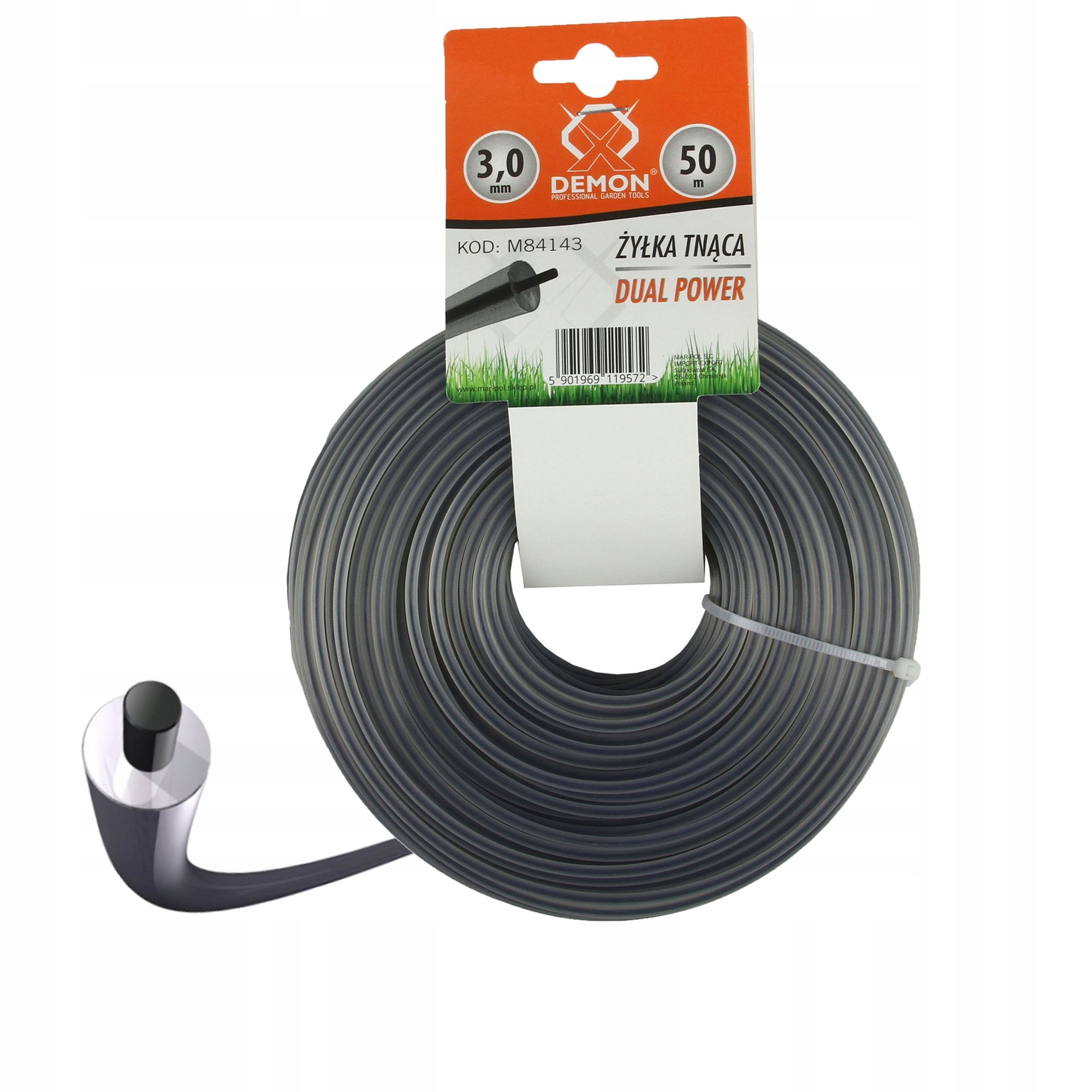  Řezací lano vyztužené pro hlavy sekačky na trávu kosy krychle solidní byliny 3,0mm 15m