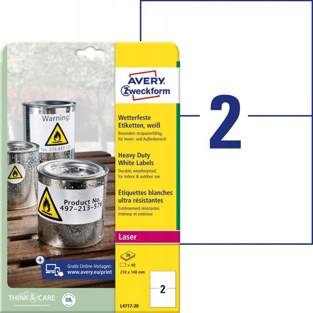  Etiketės avery zweckform 105-74mm 100 lapų x4