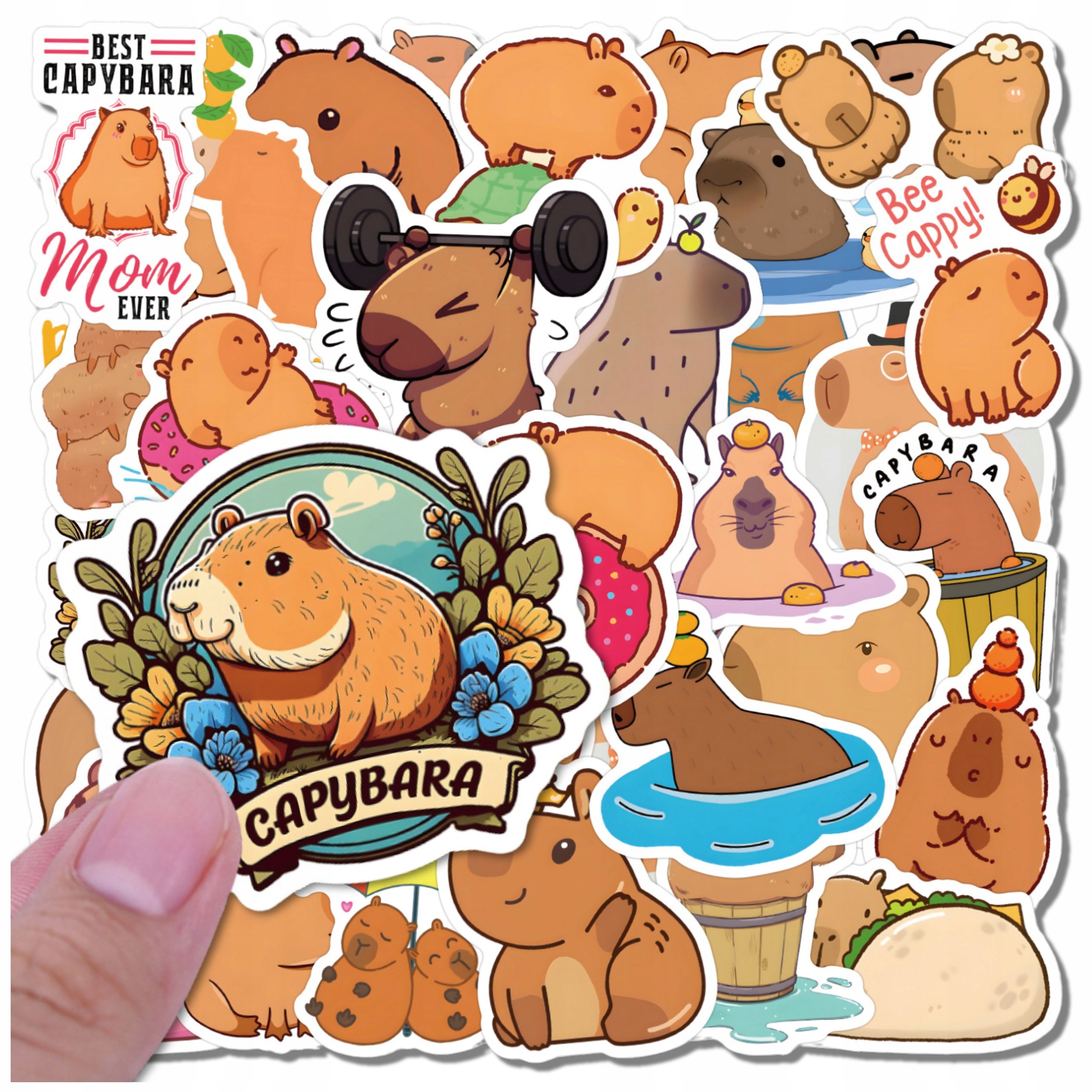  Stickers kapibara colorful kreskowkowe for children diy in a roll 300 pcs.