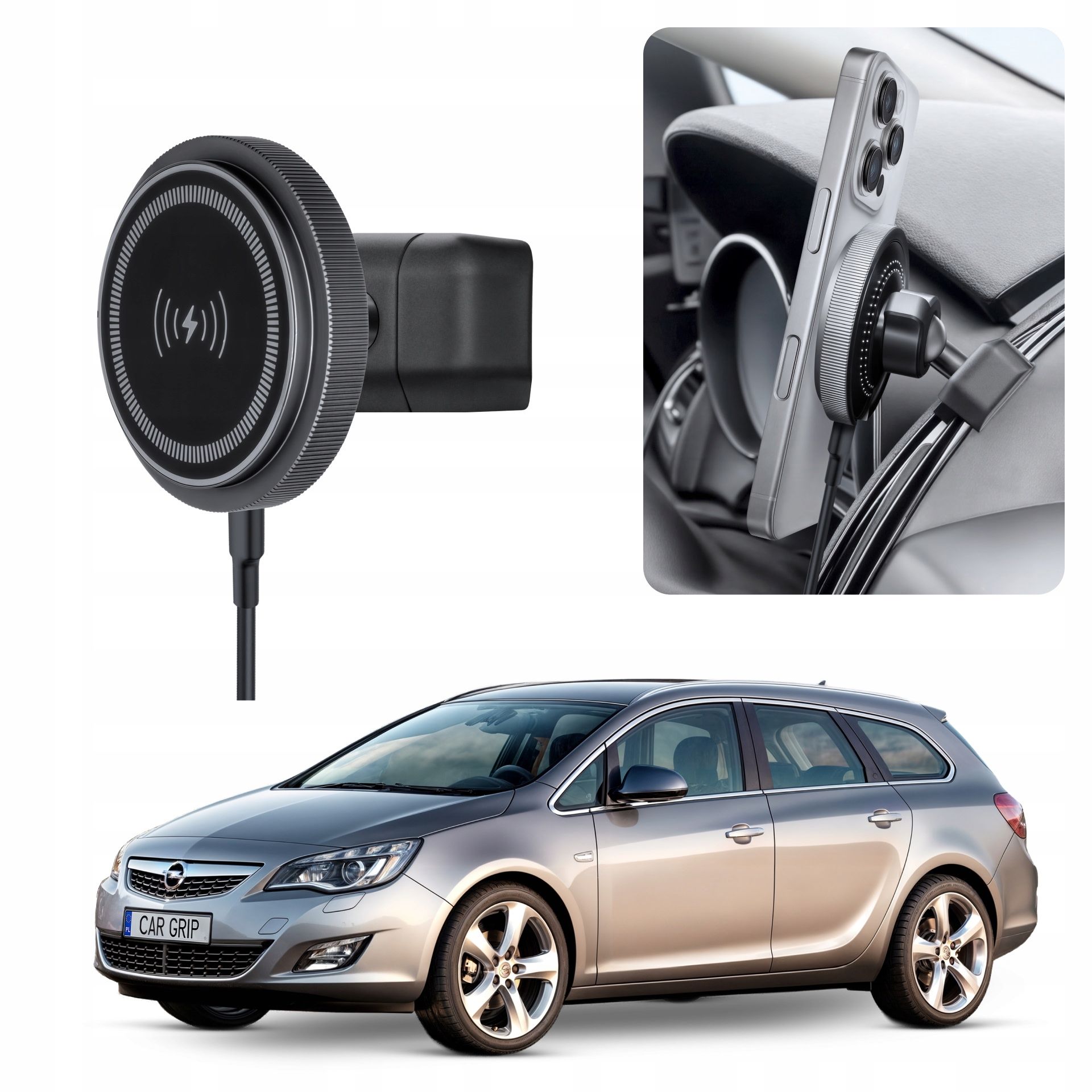  Gravitacinis laikiklis su įkrovimu qc 3.0 į opel astra j (2009-2019)