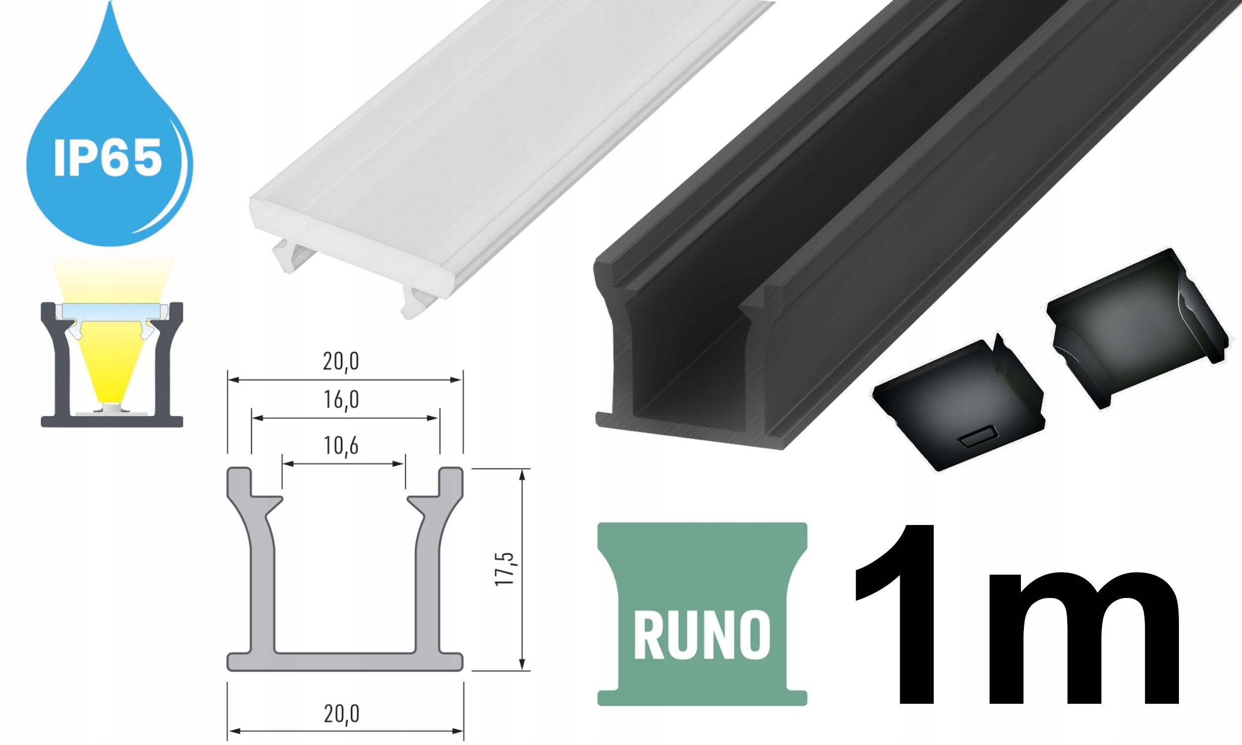  Profils led ūdensizturīgs ip65 ip67 terra sudrabs 2m