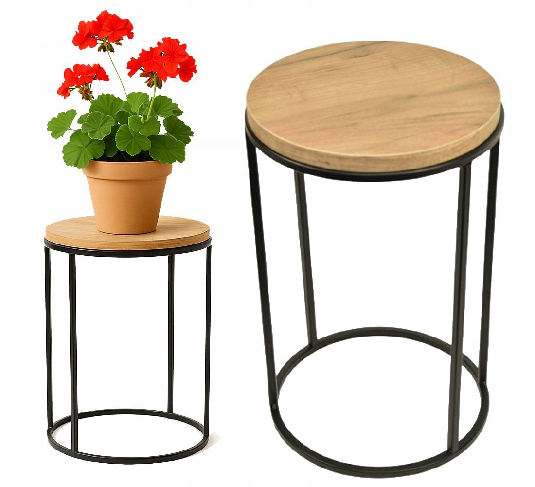  Flower stand loft style metal 70 cm tabletop 25 cm dab black welded polish manufacturer