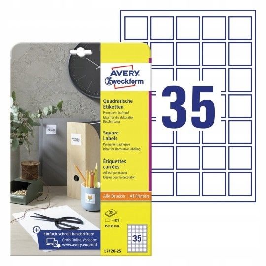  Avery etiketės nominali sidabras 25,4x10mm 6008