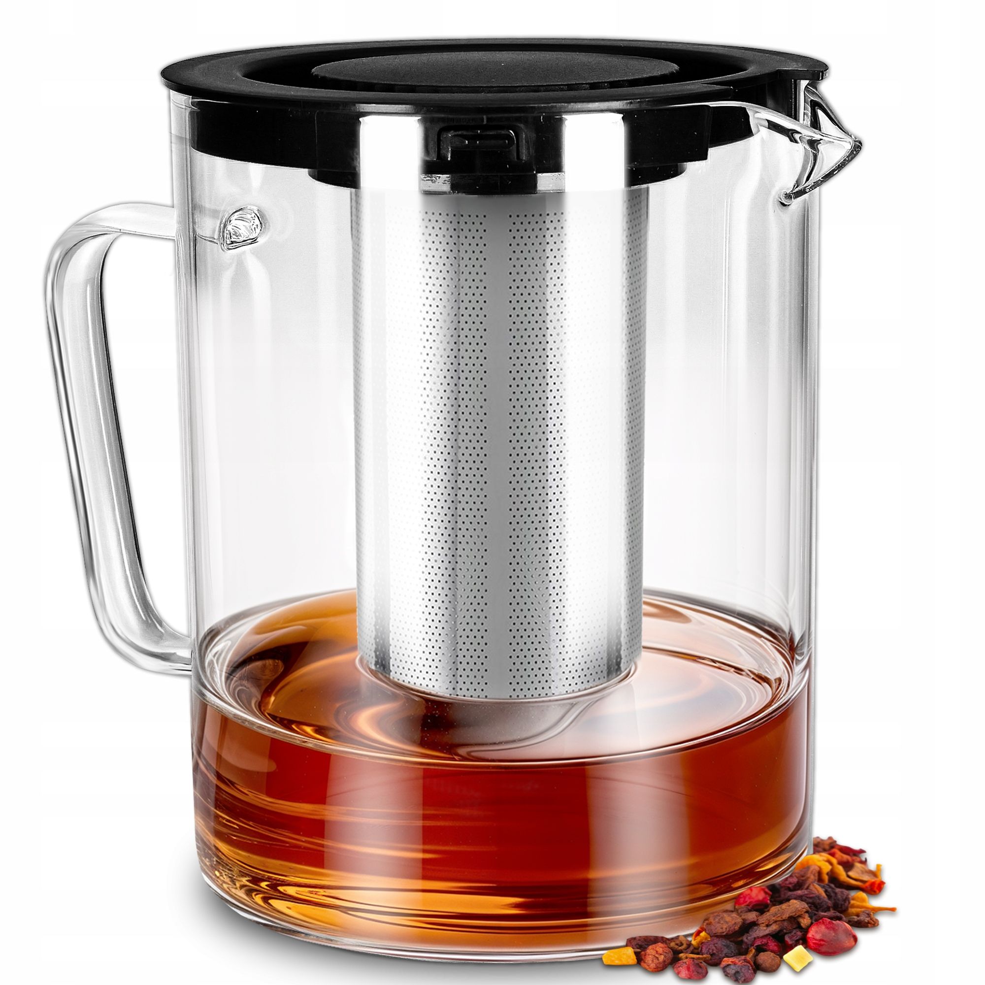  Čajník sklo infuzória so sitom 1500ml rýchlovarná kanvica tepelne odolný