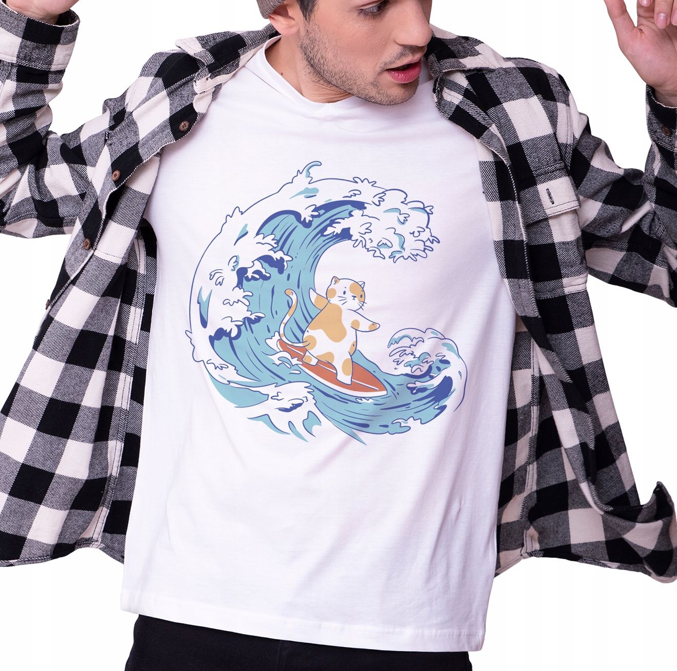  T-shirt mit katze sie potknal muster geschenk l