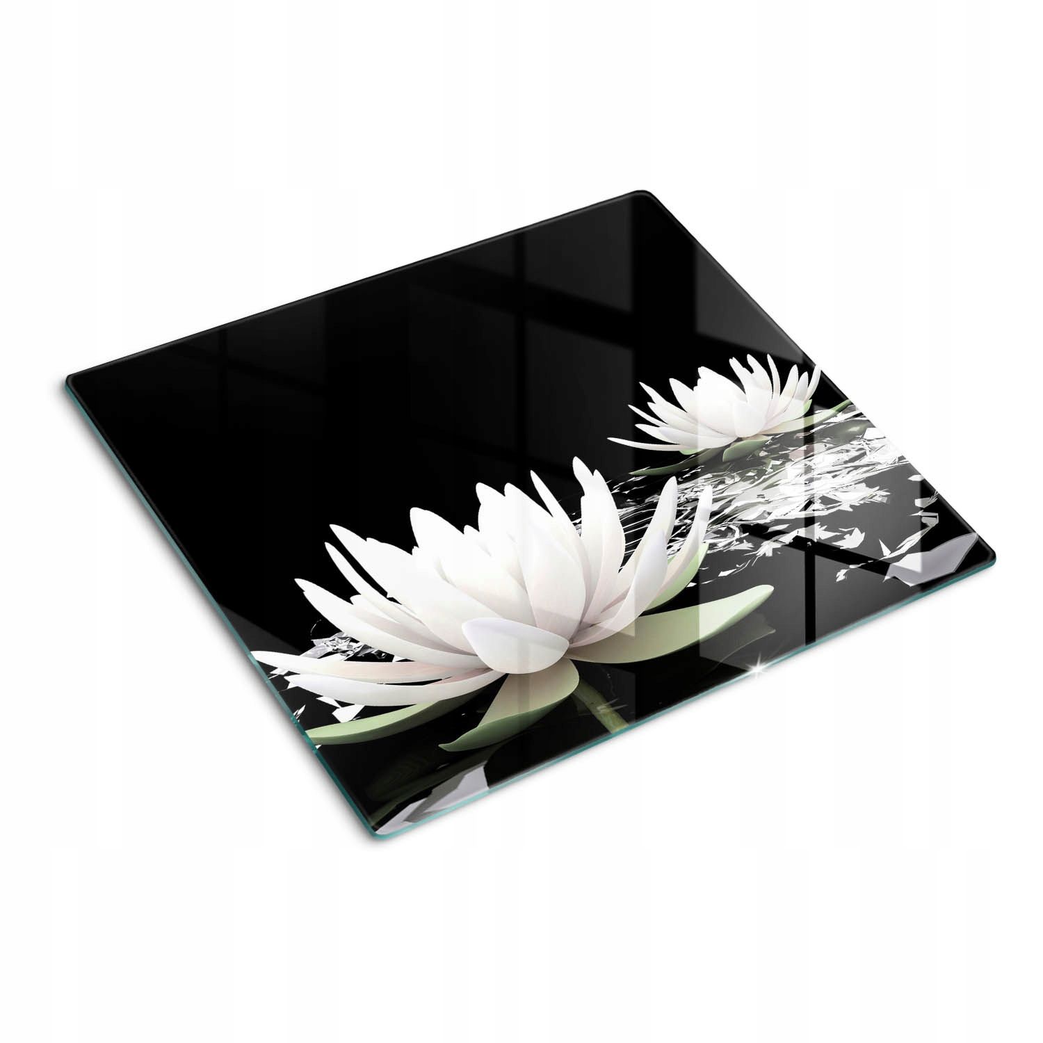  Rūdīts dēlis virtuvei glāze ar dekoratīvu grafikas lilijas ūdens 60x52 cm