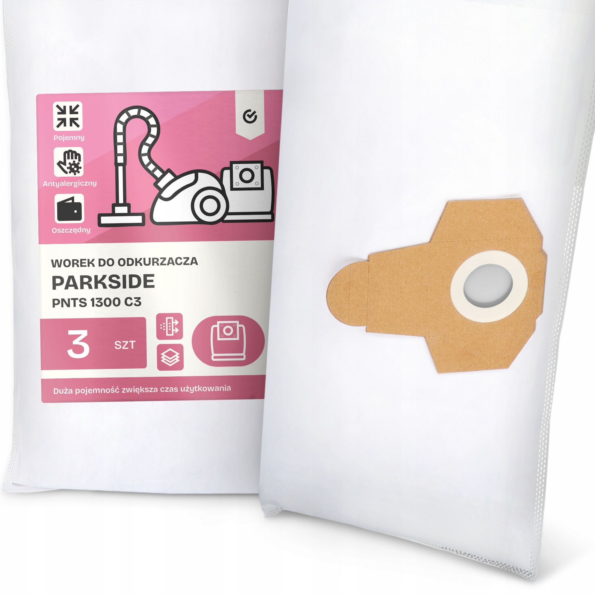 2x bag for a vacuum cleaner parkside pnts 1300 c3 synthetic textiles bags g9