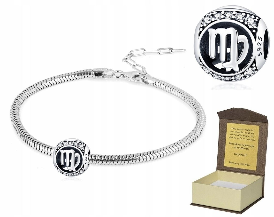  Silver bracelet 19-22cm + charms zodiac sign scorpio bc512