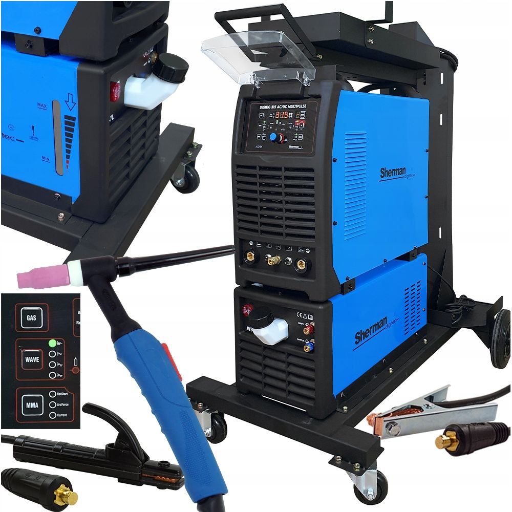  Suvirinimo aparatas tig aušintuvas sherman multipulse 315 a acdc pulsas spot 2t 4t igbt