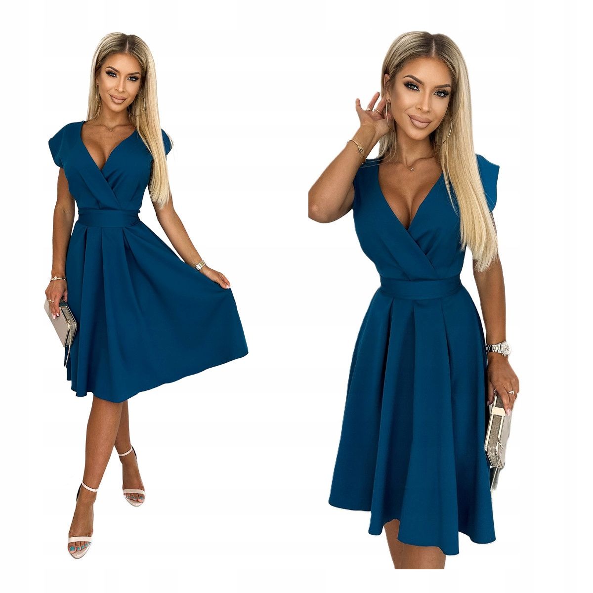  Damenkleid elegant kleid mit ausschnitt i kurz ärmel