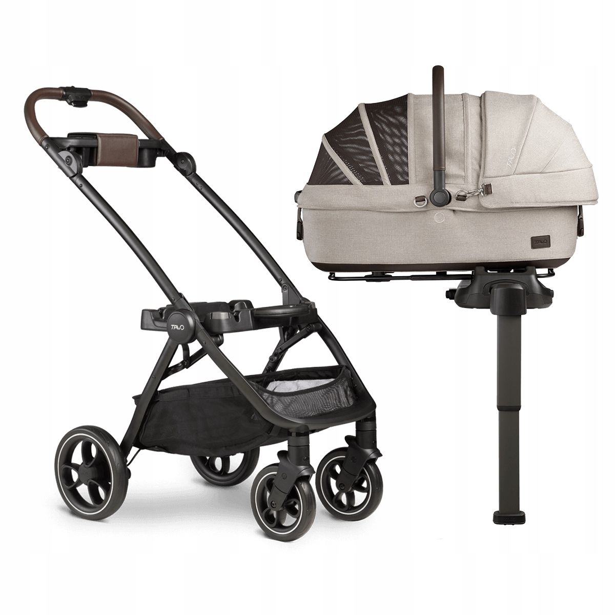  Tavo system maeve 3in1 | förderer + kinderwagen roscoe + basis isofix im auto