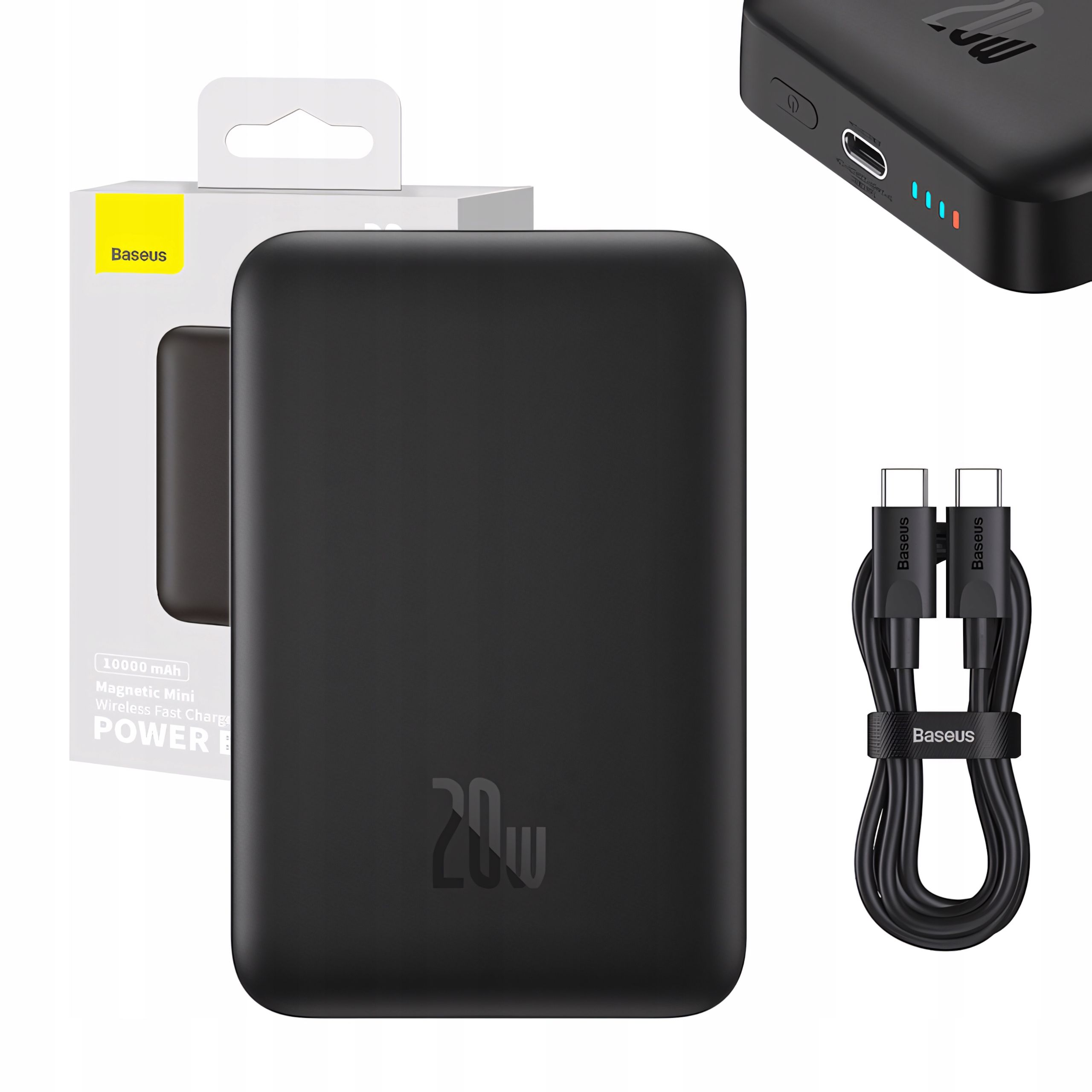  Baseus magnetic mini přenosná nabíječka magnetický 10000mah usb-c pd 30w kabel