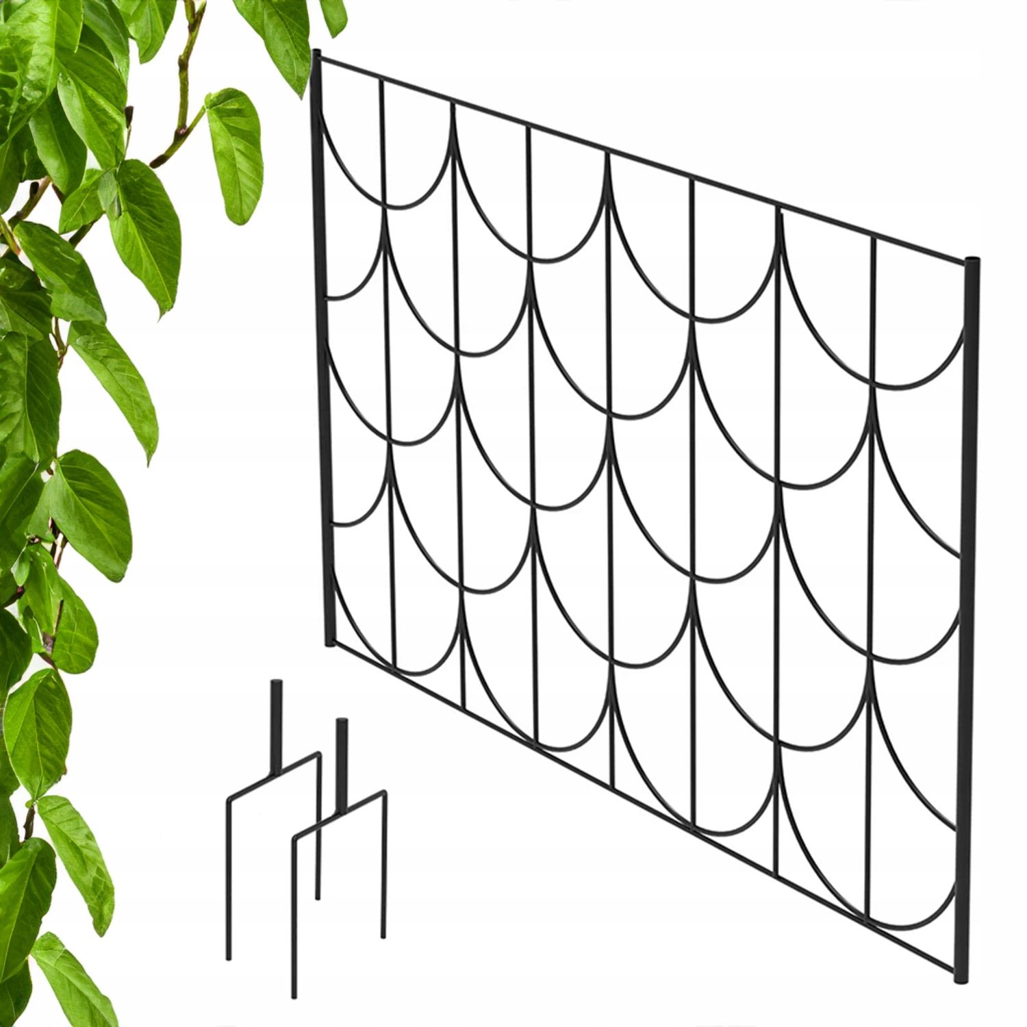  Kovový záhradný plot vysoký čierny 120x75cm plot